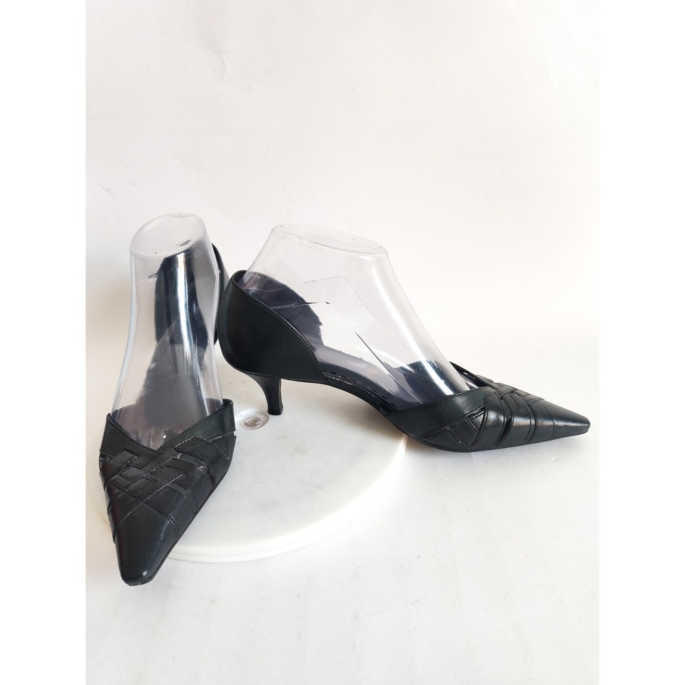 Gianni Bini Kitten Heels 6 Y2k 90s Pointed Toe D'Orsay Blue Woven Vintage Retro
